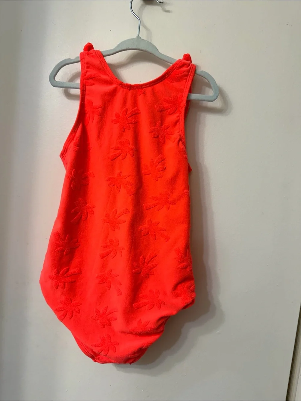 Girls' Knot-Shoulder Coral One-Piece Swimsuit